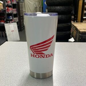 White and Red Travel Tumbler Honda Powersports Wing Ride Red